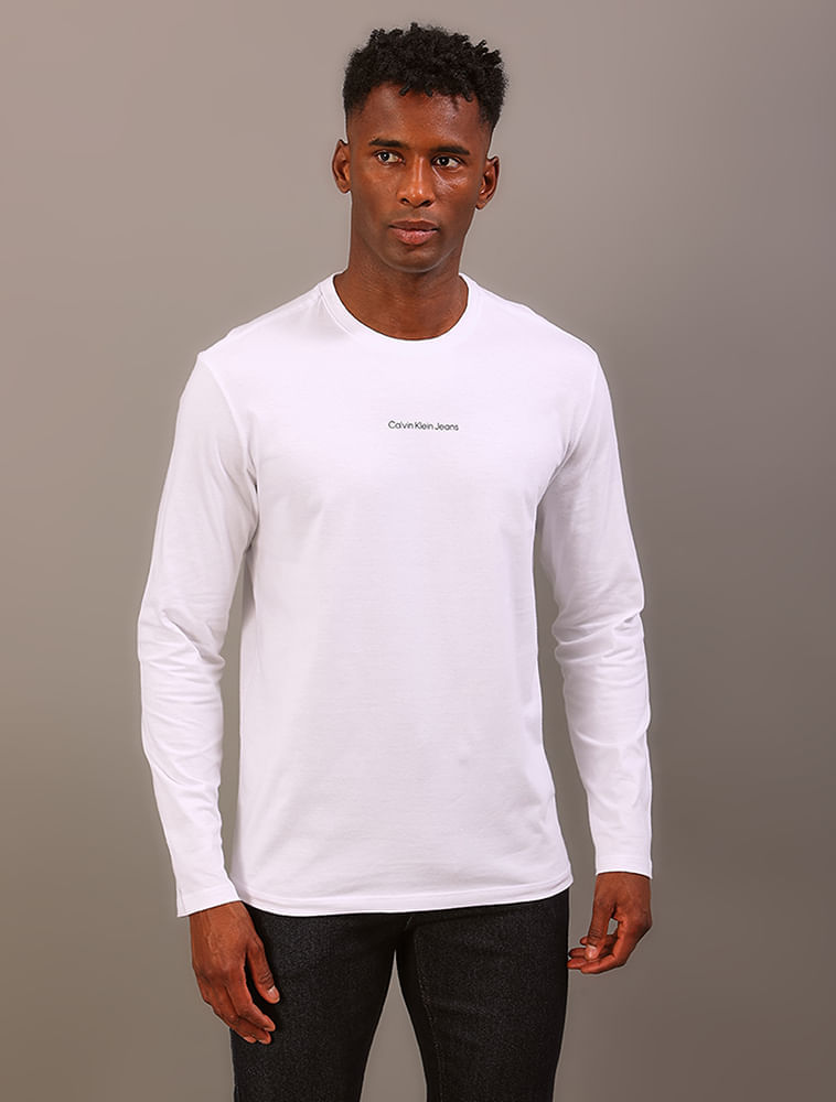 Camiseta Masculina Manga Longa Calvin Klein Jeans - Branco