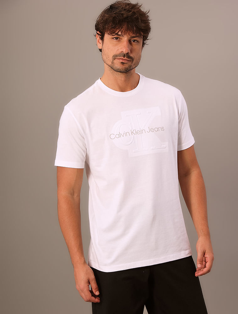 Camiseta Masculina Embossed Calvin Klein Jeans - Branco
