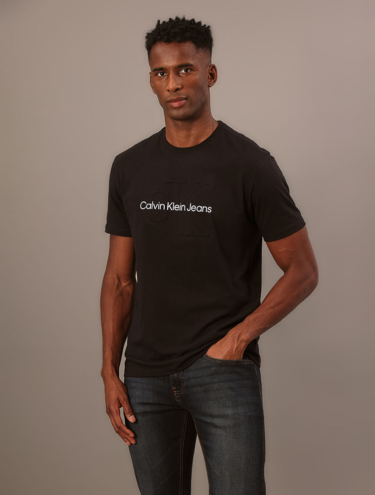Camiseta Masculina Embossed Calvin Klein Jeans - Preto