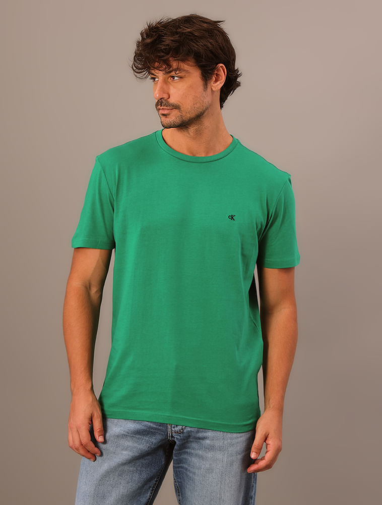 Camiseta Masculina Bordado Calvin Klein Jeans - Verde Médio