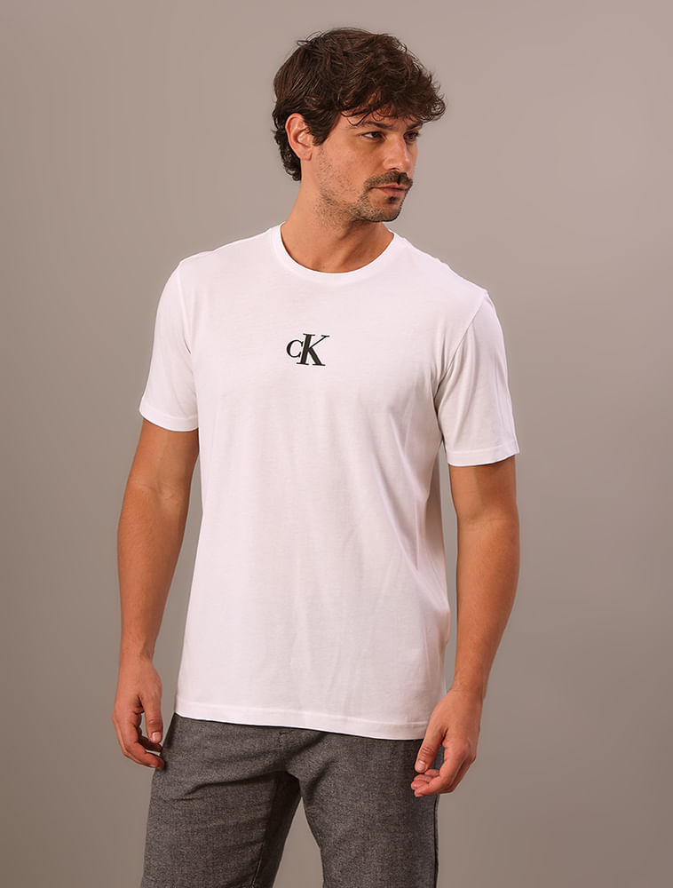 Camiseta Manga Curta Calvin Klein Jeans Masculino Calvin Klein Rubber Patch - Branco 2