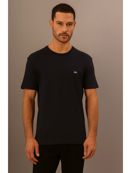 Camiseta Masculina Logo Bordado - Marinho Camiseta Masculina Logo Bordado Marinho p