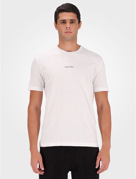 Camiseta Masculina Meia Malha Flamê Calvin Klein – Branco