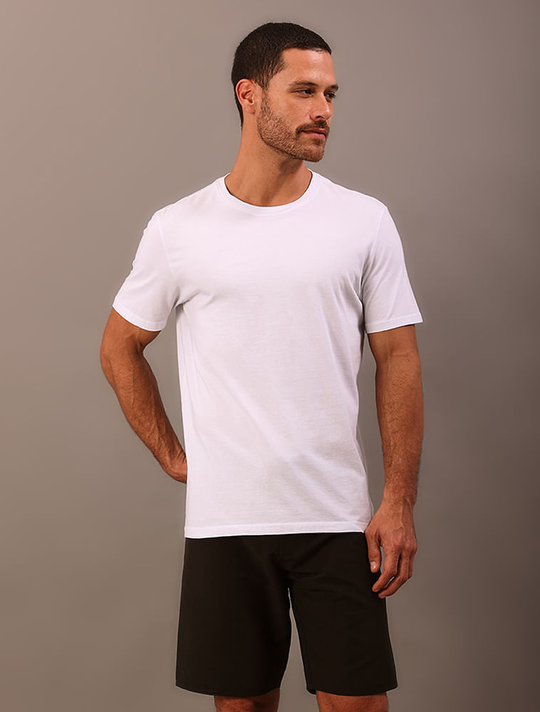 Camiseta Manga Curta Swimwear Logo Costas Calvin Klein Swimwear - Branco