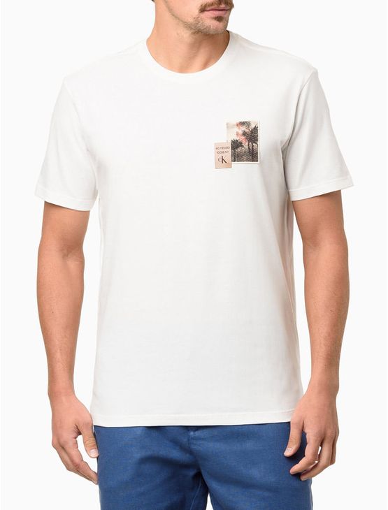 Camiseta Masculina Manga Curta Palm Trees - Off White Camiseta Masculina Manga Curta Palm Trees Off White Pp
