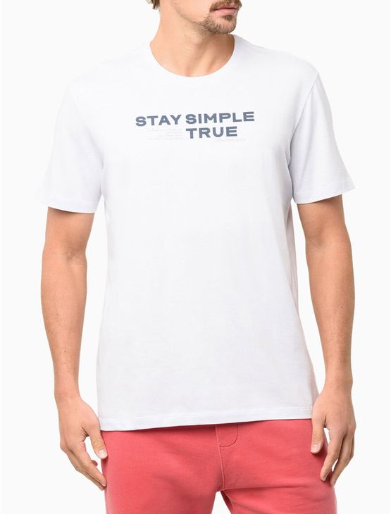 Camiseta Masculina Stay Simple & True - Branco Camiseta Masculina Stay Simple & True Branco Pp