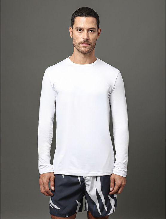 Camiseta Masculina Manga Longa Calvin Klein Swimwear - Branco Camiseta Masculina Manga Longa Calvin Klein Swimwear Branco Gg