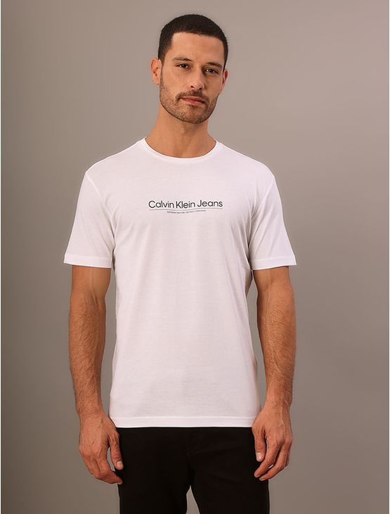 Camiseta Masculina de Algodão Slim Estampa Centro Cidades Calvin Klein Jeans - Branco Camiseta Masculina de Algodão Slim Estampa Centro Cidades Calvin Klein Jeans Branco Ggg