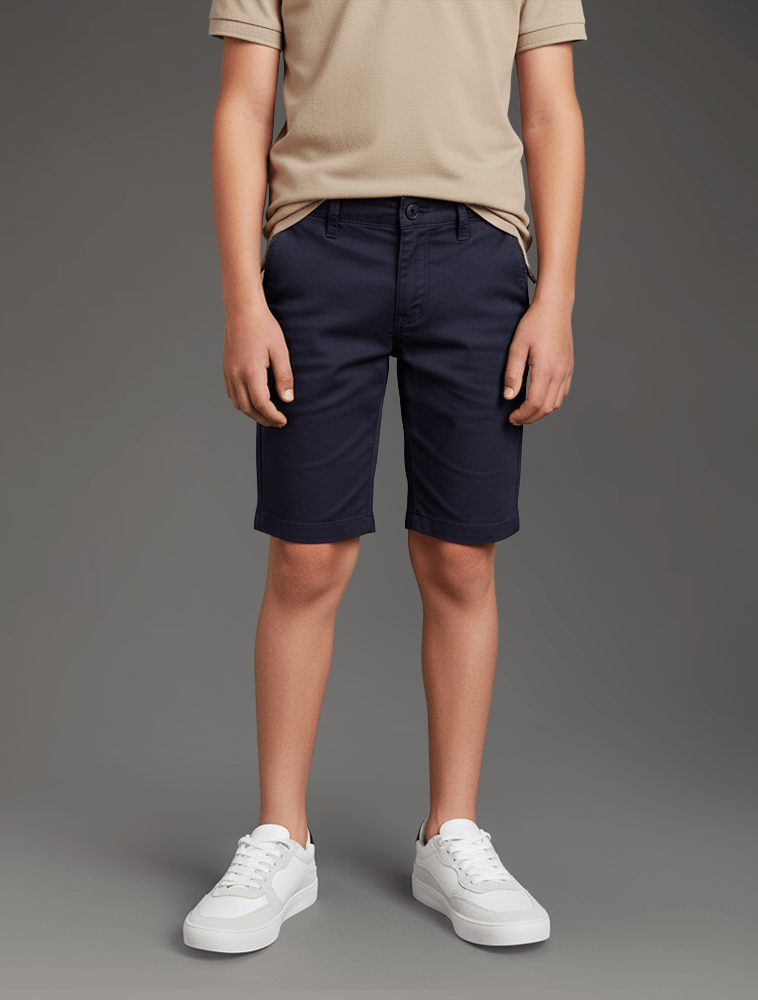 Bermuda Infantil Color Chino Barra Virada Calvin Klein - Marinho - Bermuda Infantil Color Chino Barra Virada Calvin Klein Marinho 10