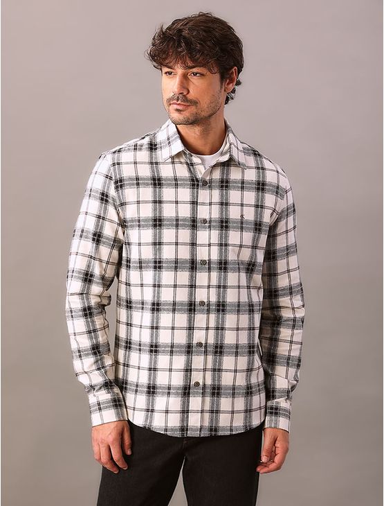 Camisa Calvin Klein Jeans Manga Longa Overshirt Flanel Check - Off White Camisa Calvin Klein Jeans Manga Longa Overshirt Flanel Check Off White m