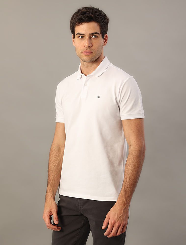 Polo Masculina Logo Bordado Calvin Klein Jeans - Branco 2