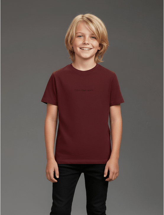 Camiseta Manga Curta Calvin Klein Jeans Menino Logo Centralizado - Bordo Camiseta Manga Curta Calvin Klein Jeans Menino Logo Centralizado Bordo 10