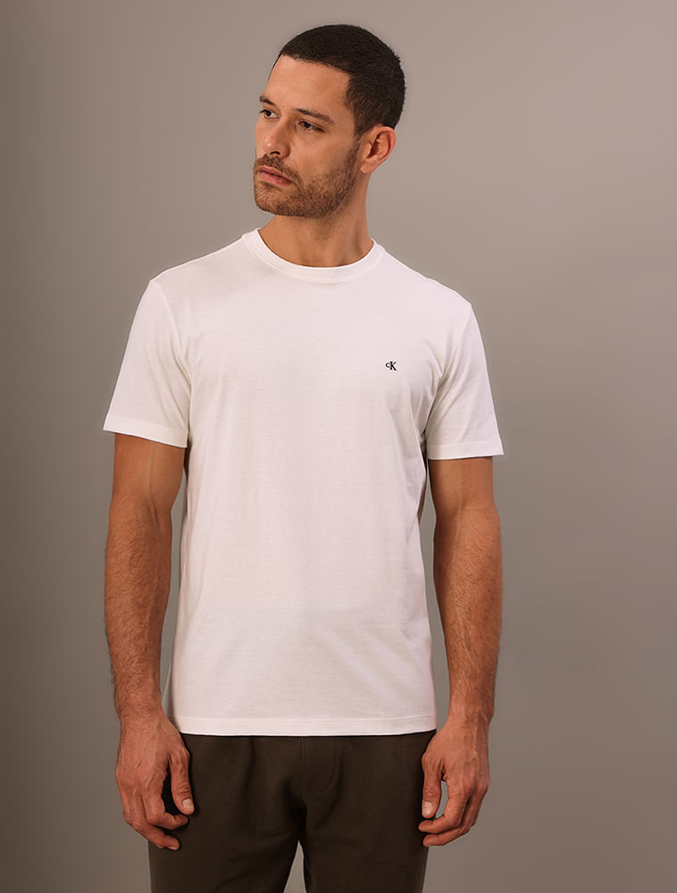 Camiseta Manga Curta Calvin Klein Jeans Masculino Packable - Off White
