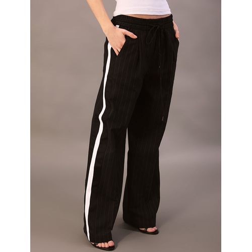 Calça Wideleg Calvin Klein Jeans Feminino Risca de Giz - Preto
