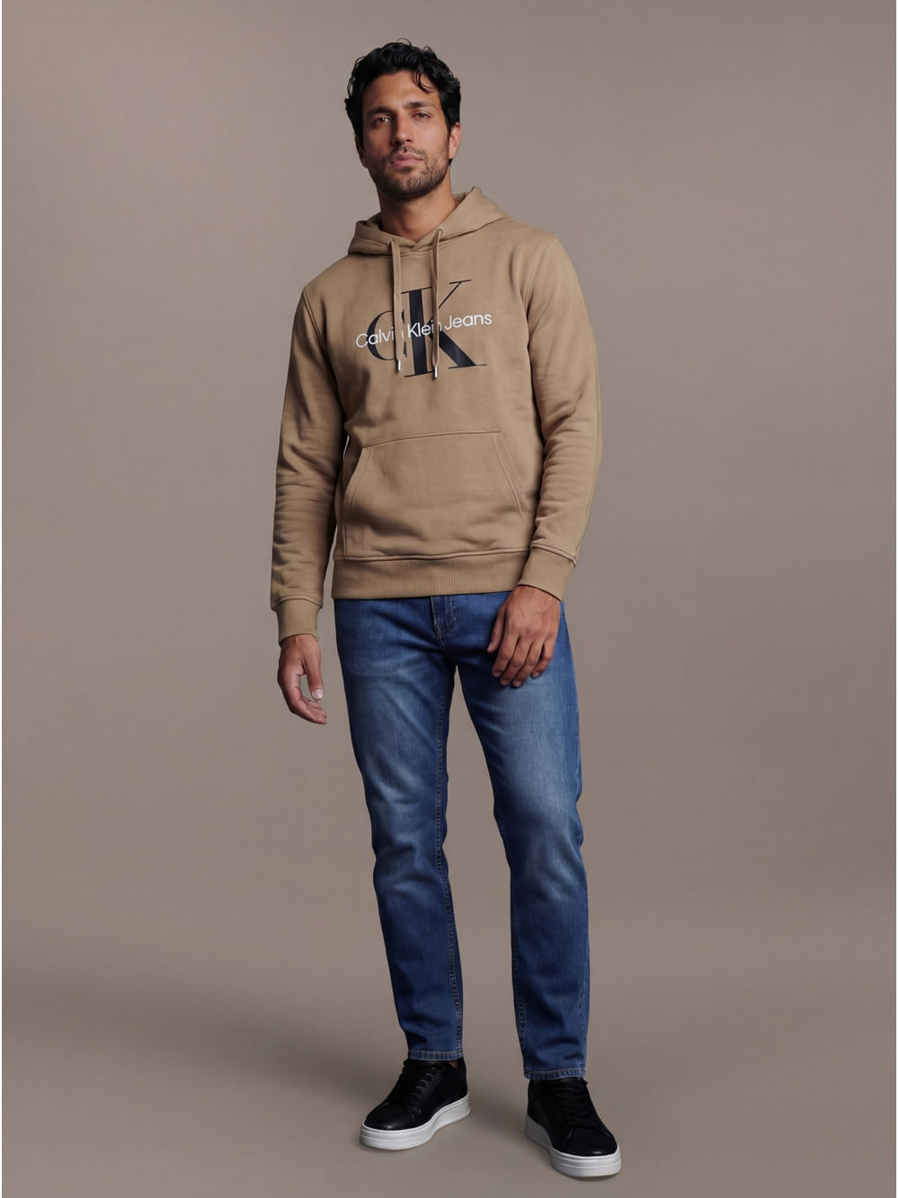 Moletom Masculino Hoddie Calvin Klein Jeans - Caqui Medio