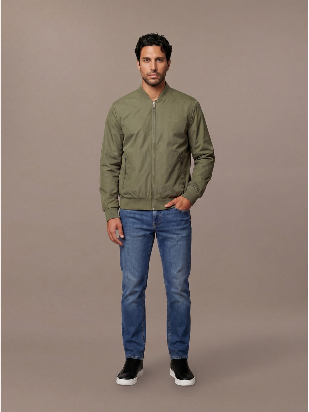 Jaqueta Calvin Klein Bomber Slim - Oliva