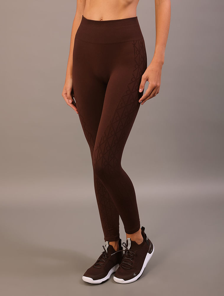 Legging Fem Aop Seamless Sport - Marrom — Calvin Klein