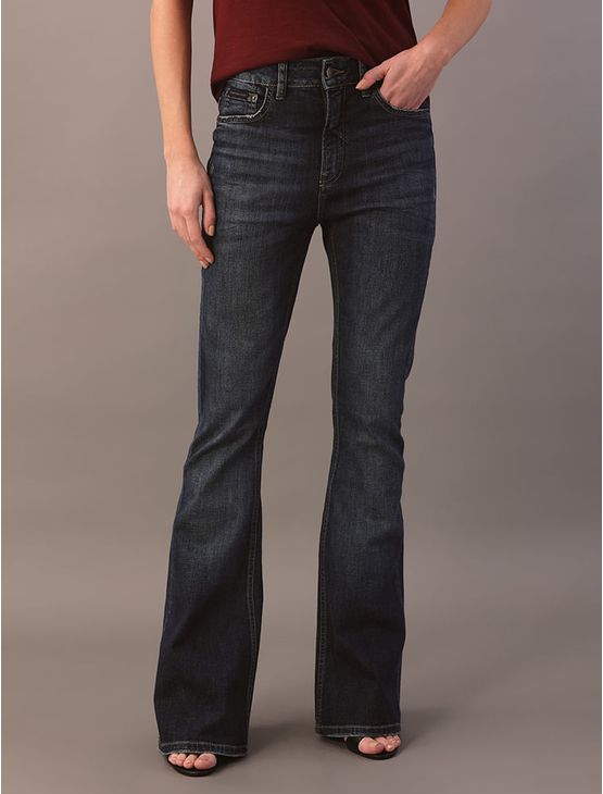 Calça Jeans Flare Pequenos Puídos - Marinho Calça Jeans Flare Pequenos Puídos Marinho 42
