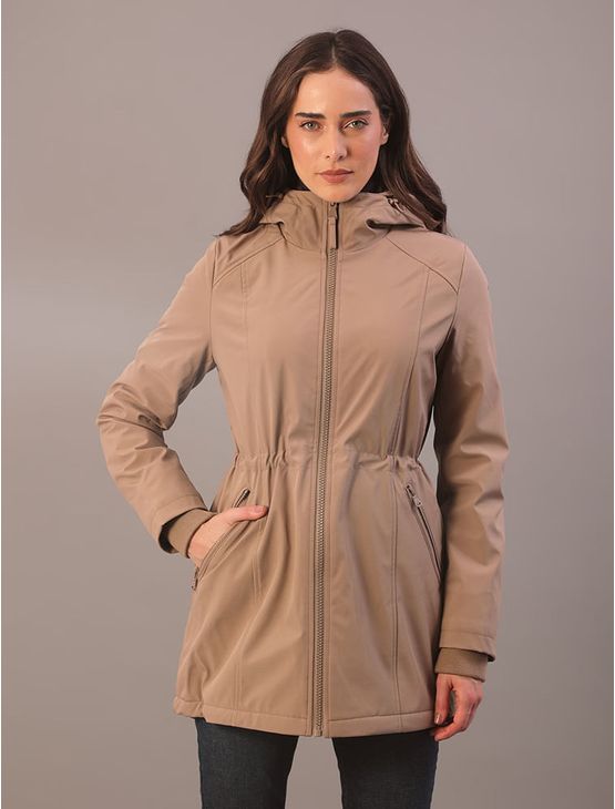 Jaqueta Calvin Klein Jeans Feminino Com Elástico na Cintura - Caqui Claro Jaqueta Calvin Klein Jeans Feminino Com Elástico na Cintura Caqui Claro g