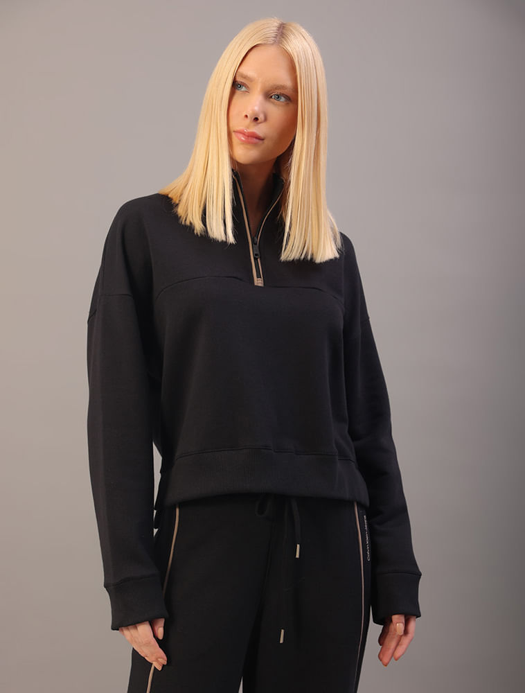 Casaco Calvin Klein Jeans Feminino Detalhe Friso - Preto