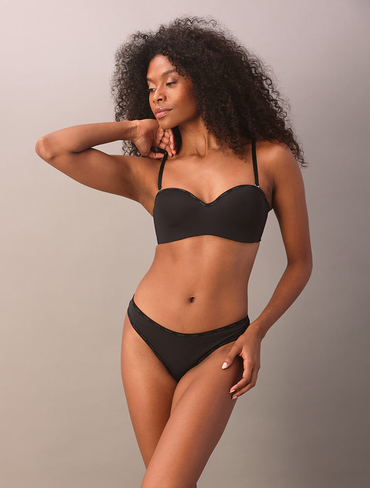 Calcinha Tanga Soft Micro Logo Calvin Klein Underwear - Preto