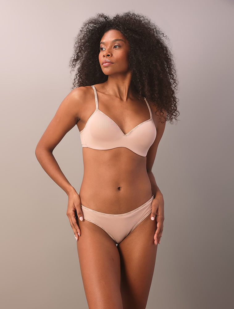 Calcinha Tanga Soft Micro Logo Calvin Klein Underwear - Skin Médio