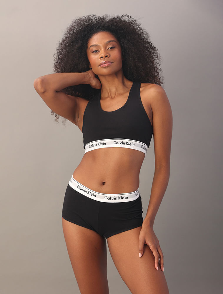 Top Feminino Nadador Básico Elástico com Logo Underwear Calvin Klein - Preto