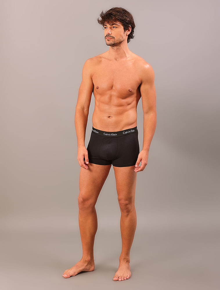 Kit 4 Cuecas Trunk Classic Cintura Baixa com Elastano Calvin Klein Underwear - Branco + Preto + Mescla