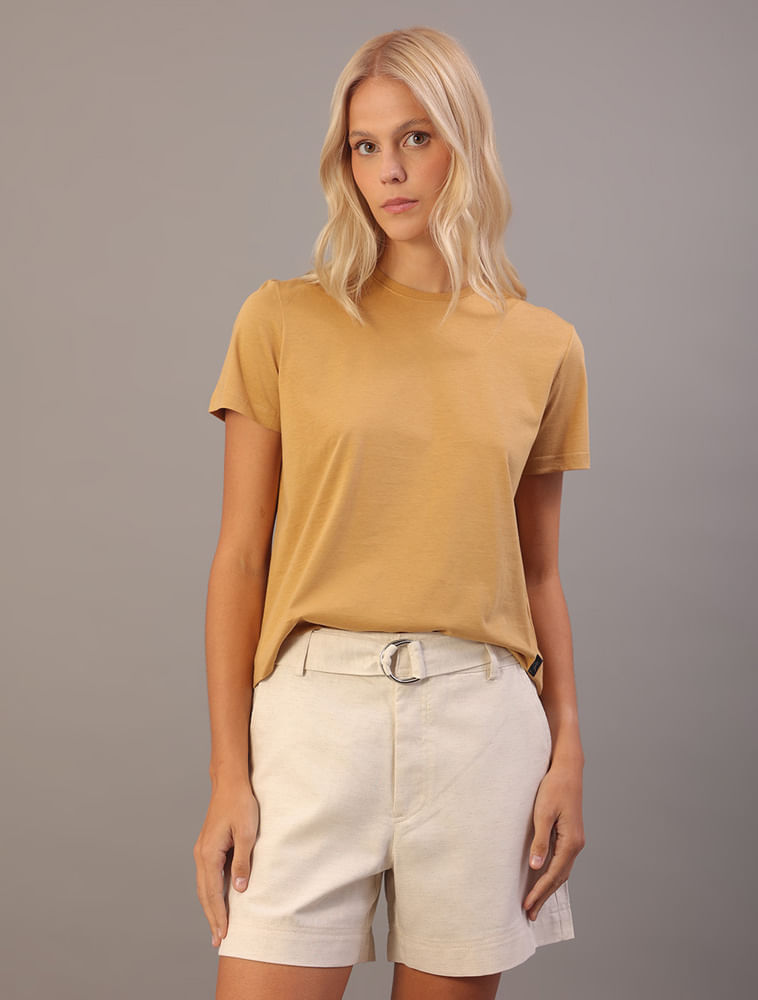 Camiseta Calvin Klein Jeans Feminino Algodão Egípcio - Havana
