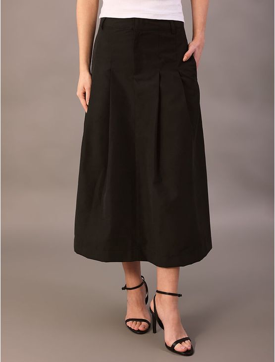 Saia Midi Calvin Klein Jeans Feminino Evasê Com Pregas - Preto Saia Midi Calvin Klein Jeans Feminino Evasê Com Pregas Preto 38