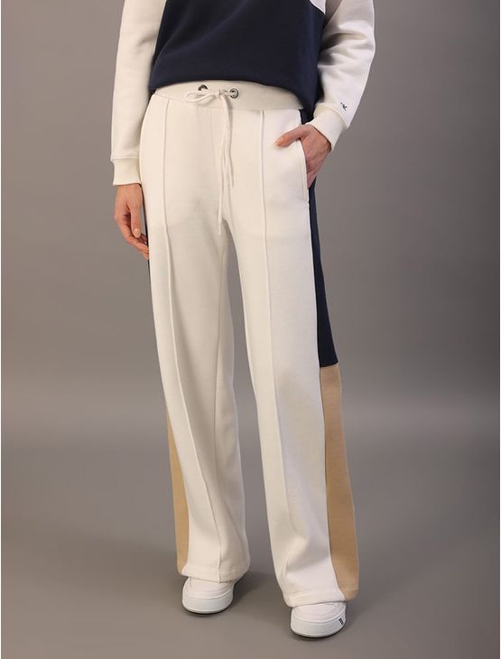 Calça Calvin Klein Jeans Feminino Moletom Recortes - Off White Calça Calvin Klein Jeans Feminino Moletom Recortes Off White m