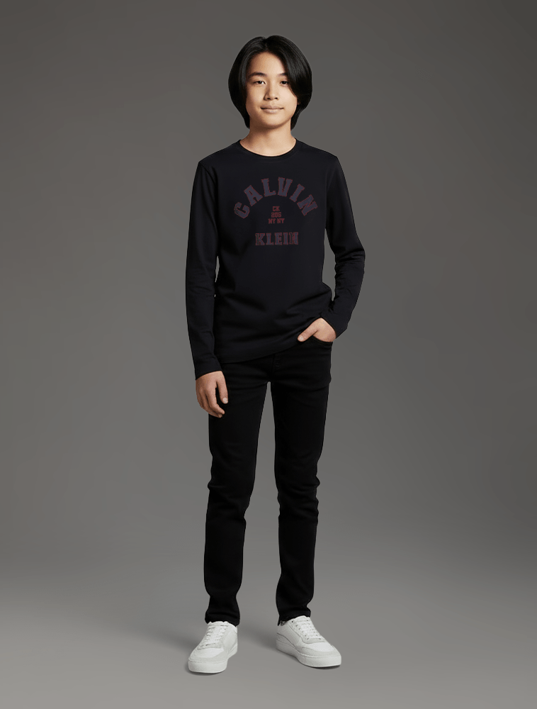 Camiseta Manga Longa Calvin Klein Jeans Menino Varsity - Preto