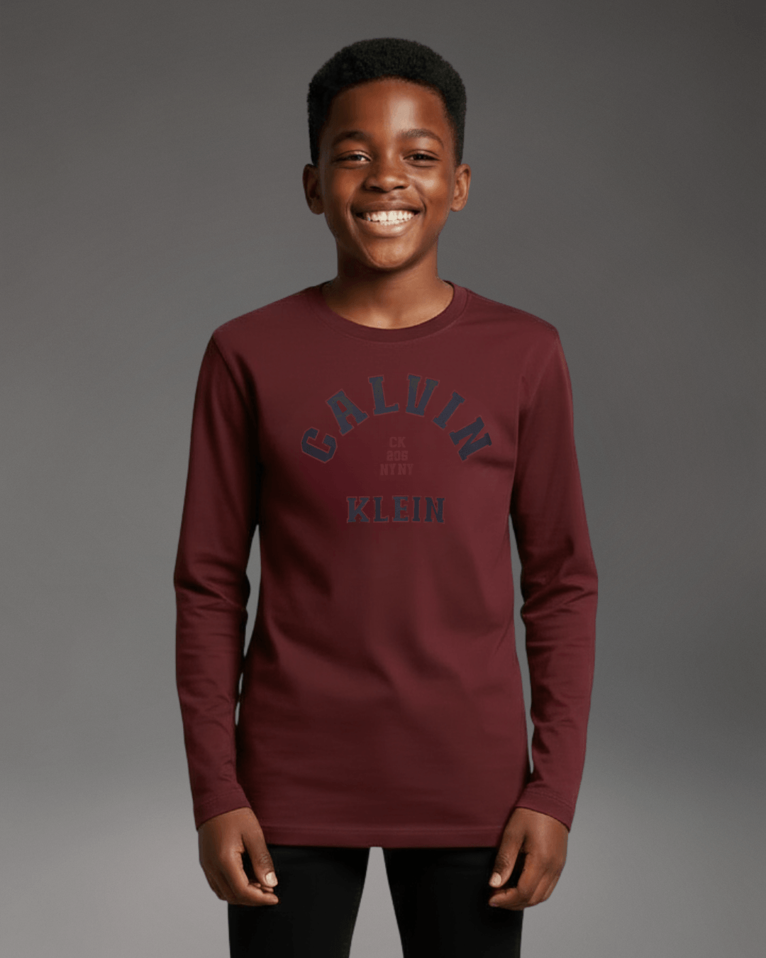Camiseta Manga Longa Calvin Klein Jeans Menino Varsity - Bordo