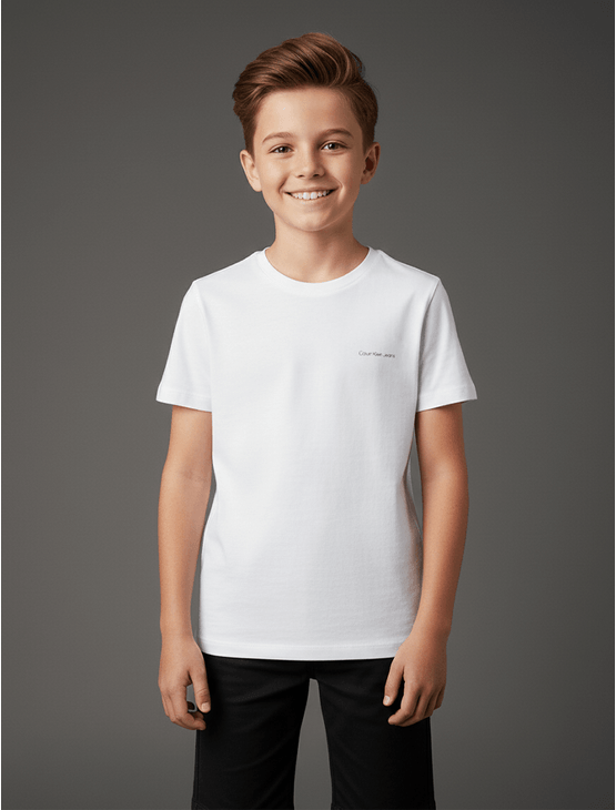 Camiseta Menino Logo Peito Calvin Klein Jeans - Branco Camiseta Menino Logo Peito Calvin Klein Jeans Branco 8