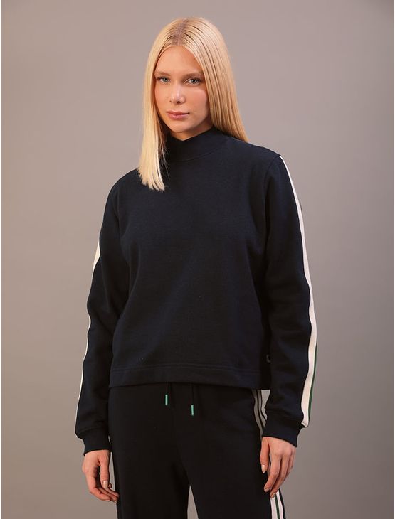 Moletom Calvin Klein Jeans Feminino Retilínea Lateral - Marinho Moletom Calvin Klein Jeans Feminino Retilínea Lateral Marinho m