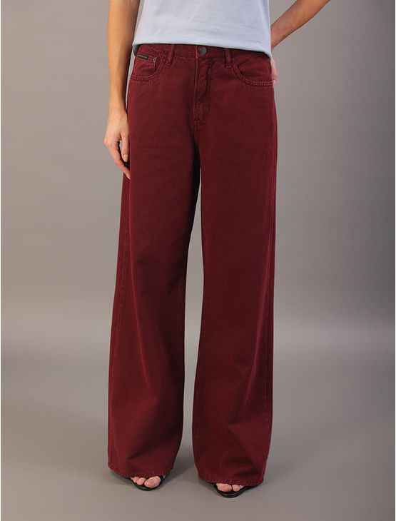 Calça Color Feminina Wide Leg Long 5 Pockets