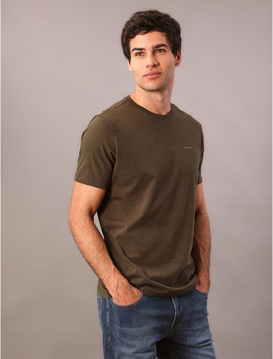 Camiseta Manga Curta Calvin Klein Jeans Masculino Logo Basico Peito - Militar Camiseta Manga Curta Calvin Klein Jeans Masculino Logo Basico Peito Militar g