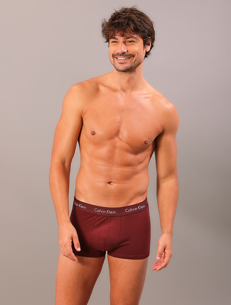 Kit 4 Cuecas Low Rise Trunk - Bordo/Caqui - Kit 4 Cuecas Low Rise Trunk Bordo/Caqui Gg