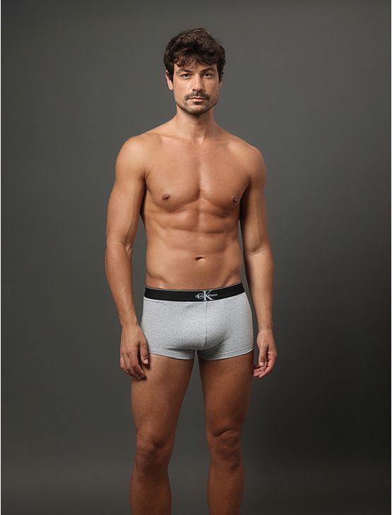 Cueca Low Rise Trunk Cotton Monogram Calvin Klein Underwear - Mescla Cueca Low Rise Trunk Cotton Monogram Calvin Klein Underwear Mescla p