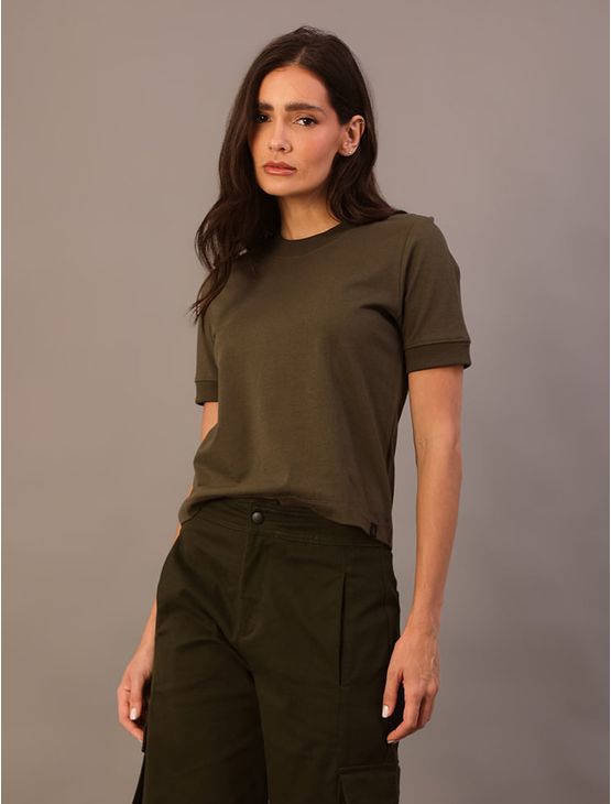 Camiseta Calvin Klein Jeans Feminino Organic Frase - Militar Camiseta Calvin Klein Jeans Feminino Organic Frase Militar g