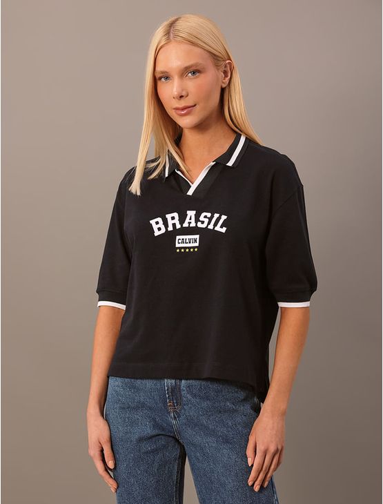 Polo Calvin Klein Jeans Feminino Copa - Marinho Polo Calvin Klein Jeans Feminino Copa Marinho Gg