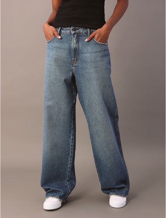 Calça Jeans Feminina Baggy 5 Pockets - Marinho Calça Jeans Feminina Baggy 5 Pockets Marinho 44