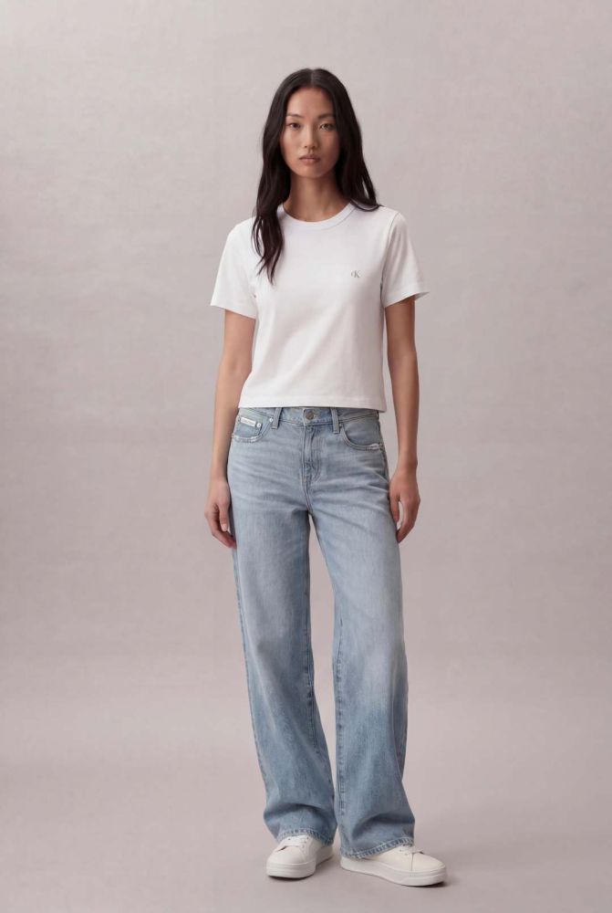 Camiseta Manga Curta Calvin Klein Jeans Feminino Algodão Pima - Branco