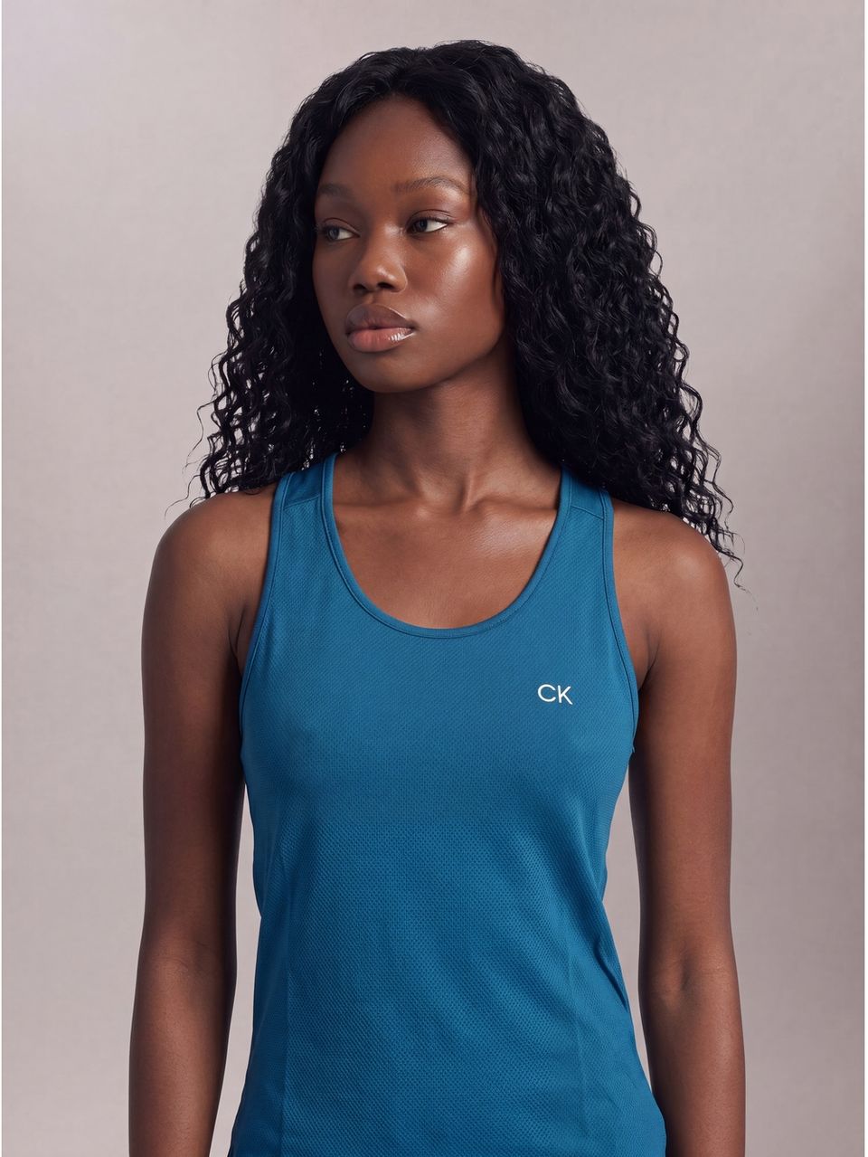 Regata Feminina Texturizada Calvin Klein Sport - Azul Médio