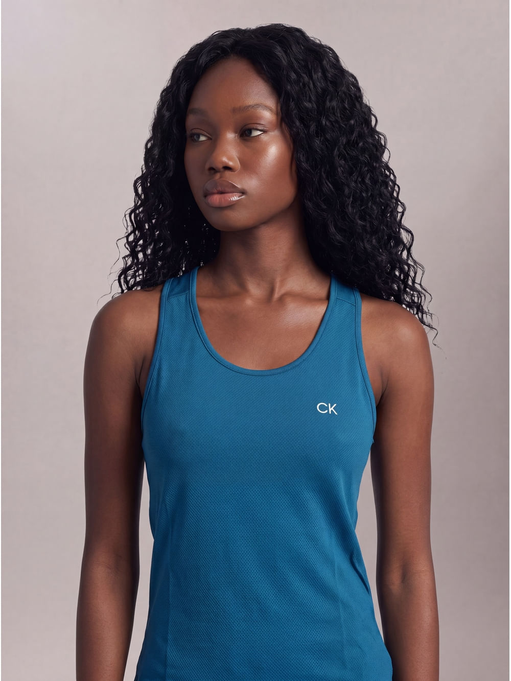 Regata Feminina Texturizada Calvin Klein Sport - Azul Médio