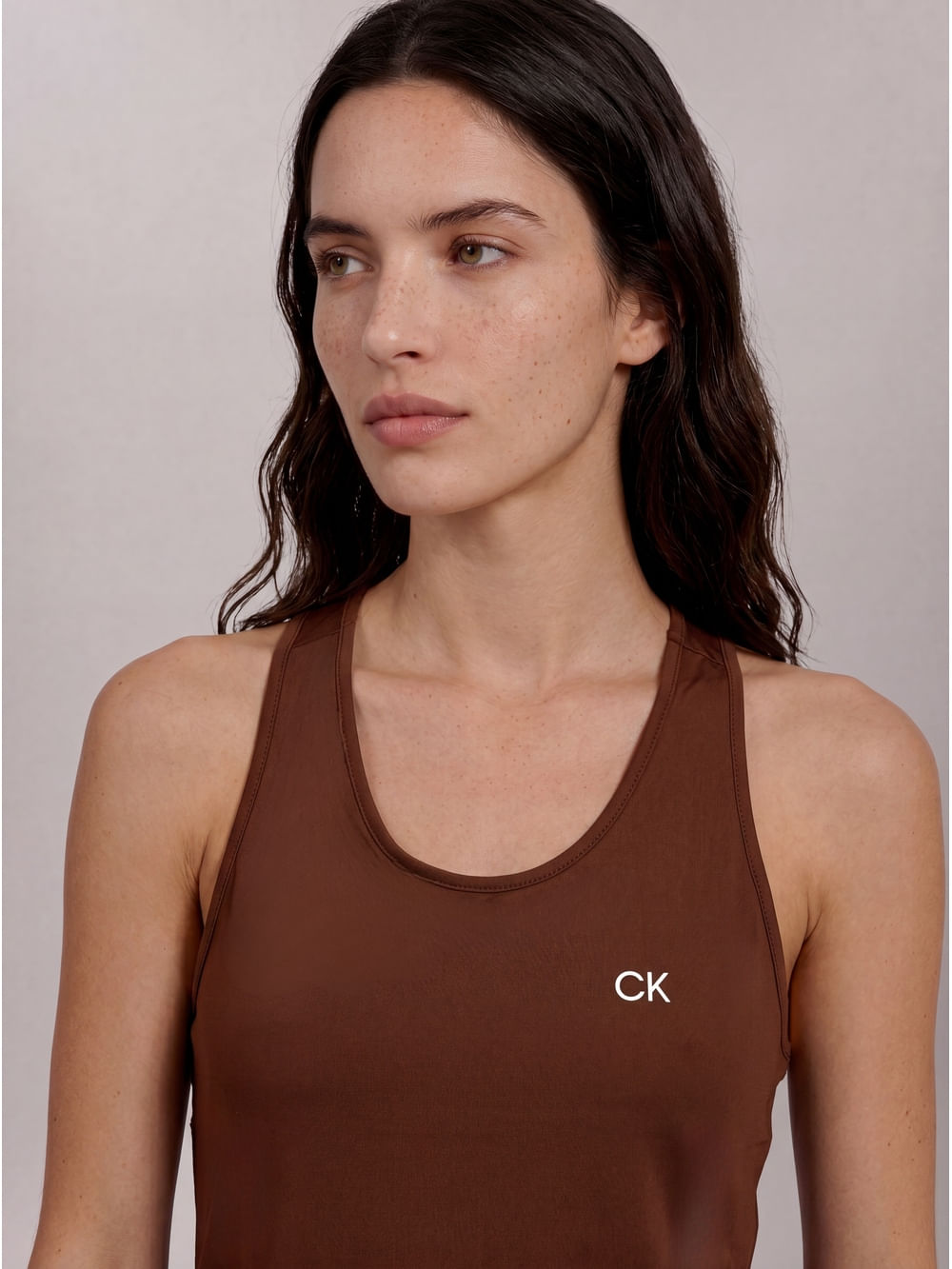 Regata Feminina Texturizada Calvin Klein Sport - Marrom
