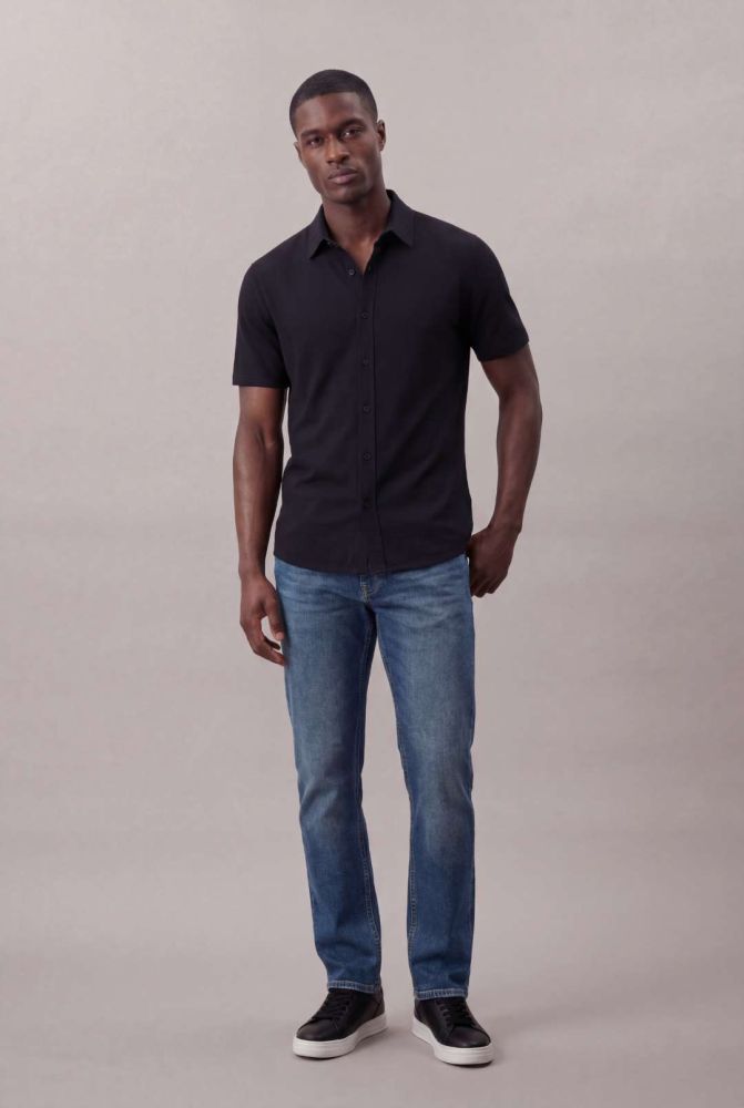 Camisa Manga Curta Calvin Klein Jeans Cotton Linen - Marinho