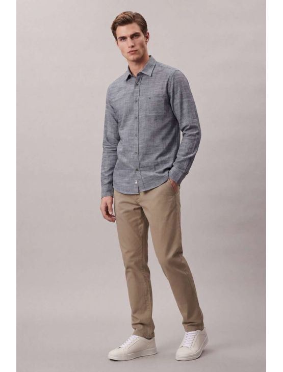 Camisa Manga Longa Calvin Klein Jeans Regular Alg. Flamê – Indigo
