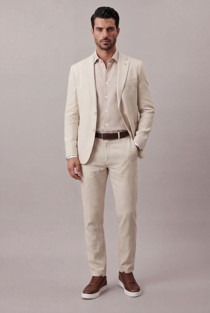 Calça Chino Com Pregas - Areia