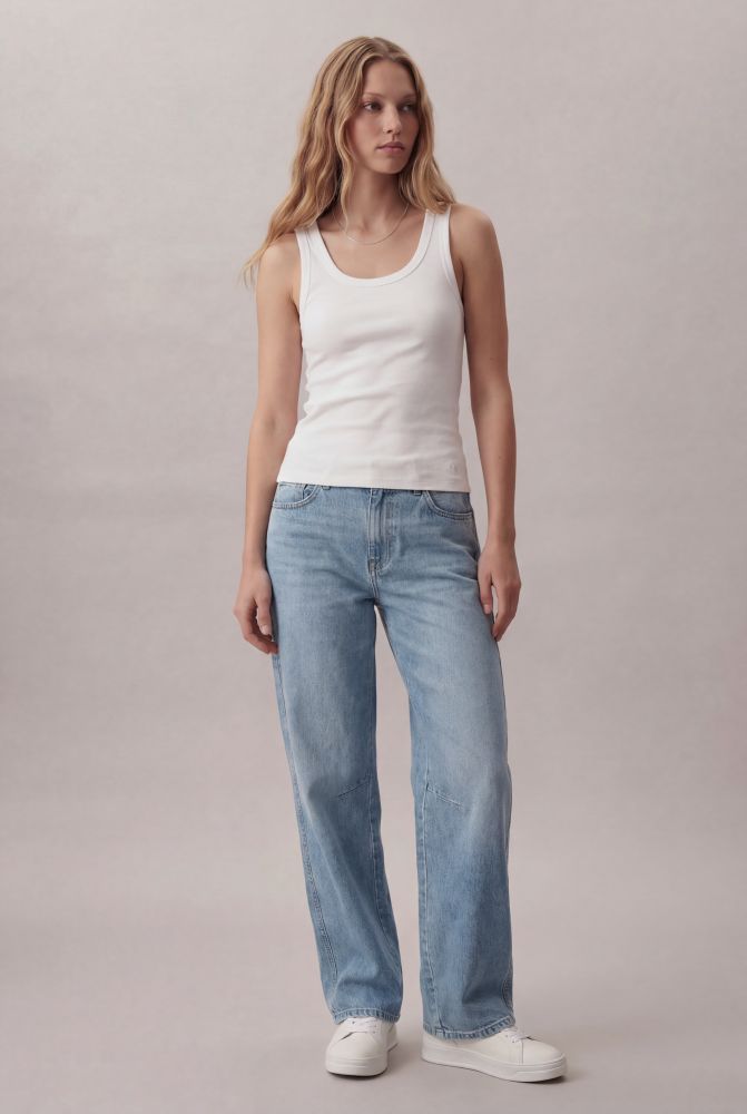 Calça Jeans Baggy Bolsos Embutidos - Azul Claro - Calça Jeans Baggy Bolsos Embutidos Azul Claro 38